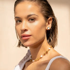 Knot and Pearl Necklace Plated in 18k Gold