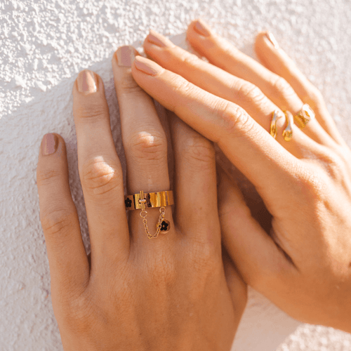 18K Gold Plated Charm Ring