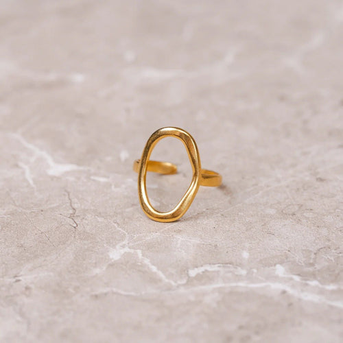 Abstract Organic Outline Ring Plated in 18K Gold