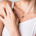Abstract Mother-of-Pearl Adjustable Ring Gold Plated 18k
