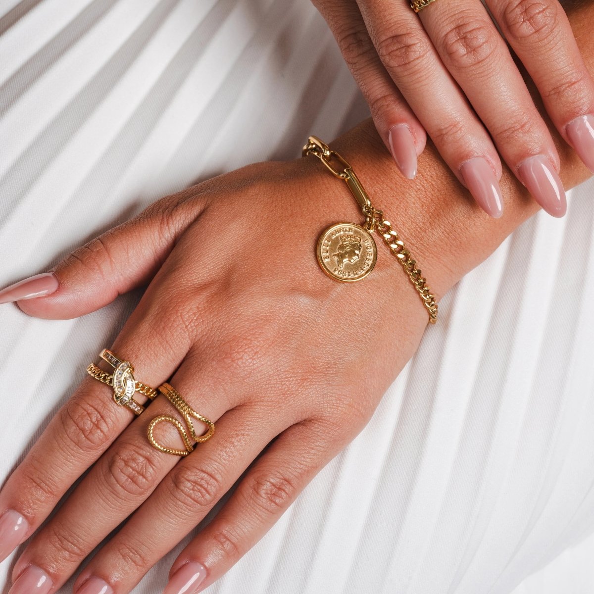 Ava Abstract Adjustable Ring Gold Plated 18K