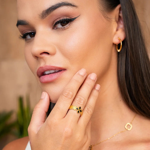 Adjustable Blossom Ring Plated in 18K Gold