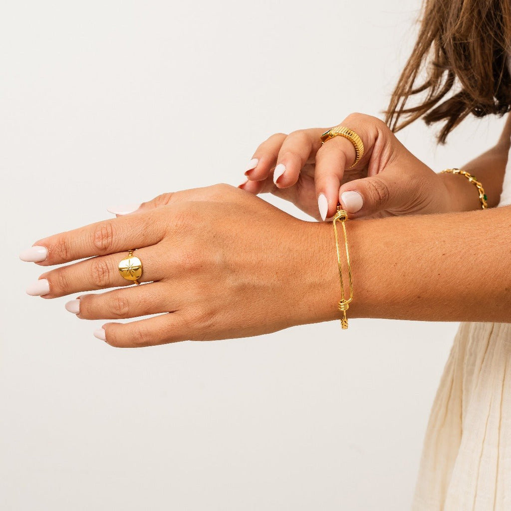Adjustable Nautical Star Ring Plated in 18k Gold