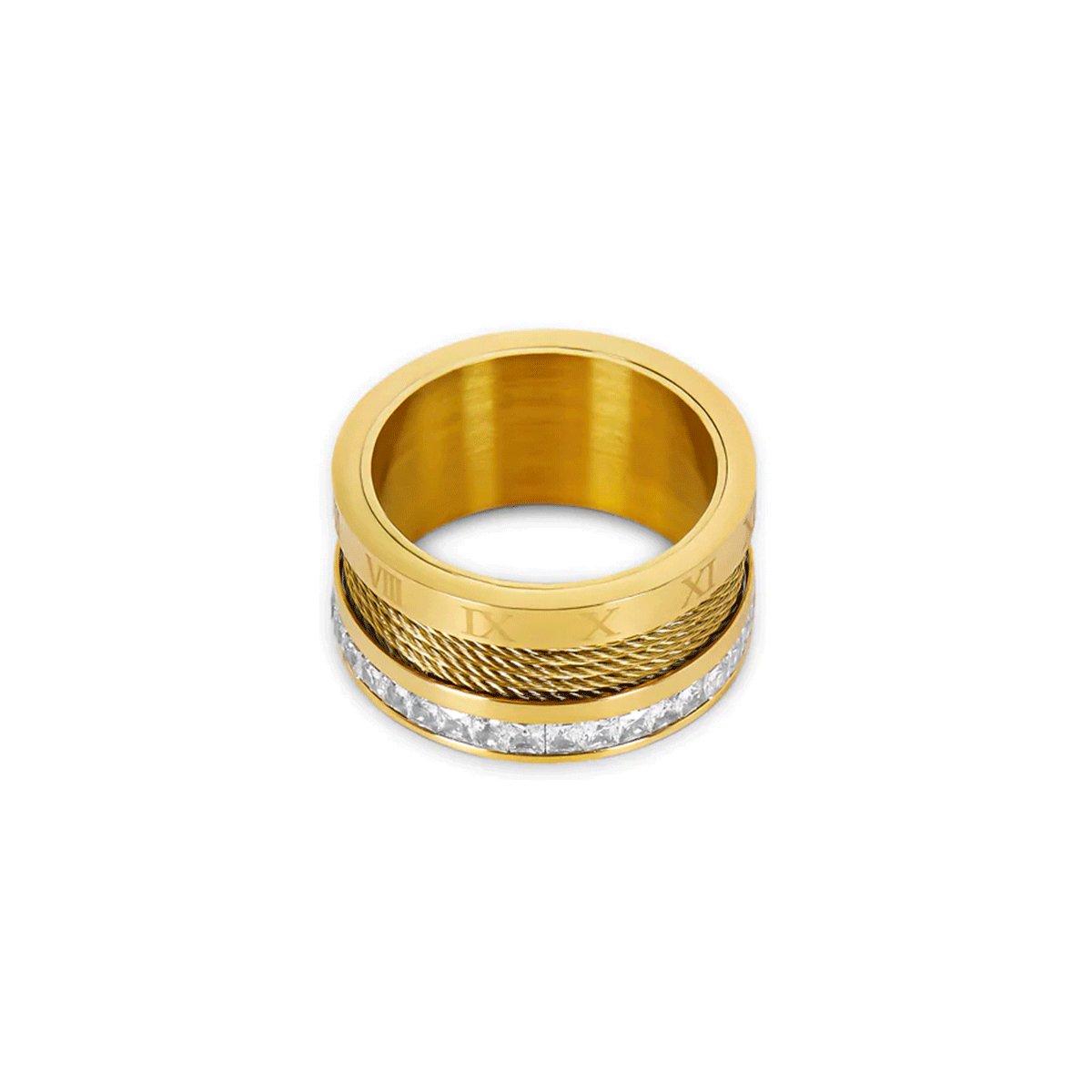 Wire and Crystal Ring Plated in 18k Gold