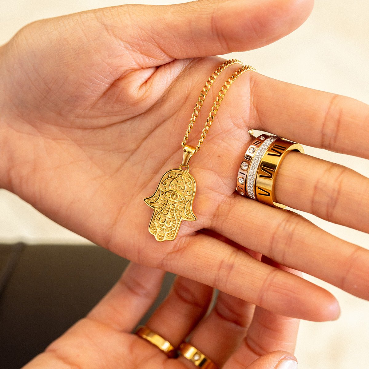 Triple Band Roman Numeral Ring Plated in 18K Gold