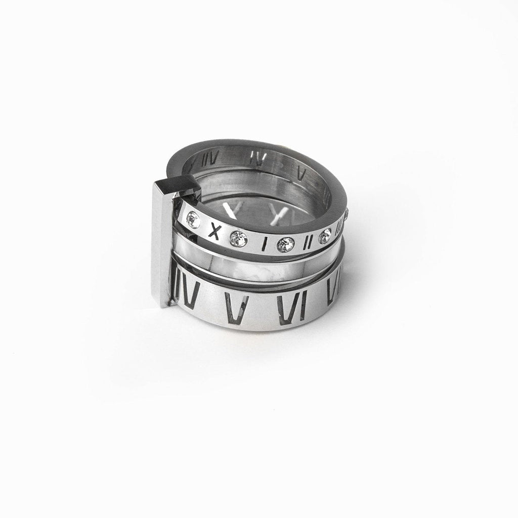 Triple Band Roman Numeral Ring Plated in 18K Gold