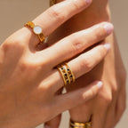 Athena Ring with Mother-of-Pearl Stone Plated in 18K Gold