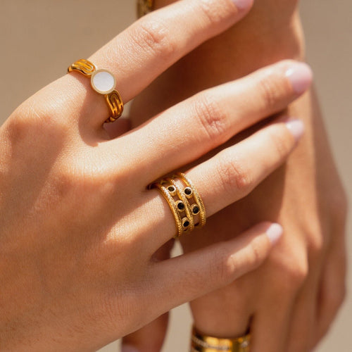 Athena Ring with Mother-of-Pearl Stone Plated in 18K Gold