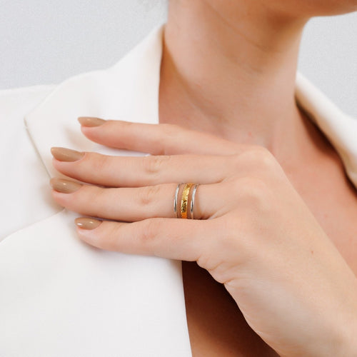 Adjustable Aura Ring with Gold and Silver Finish