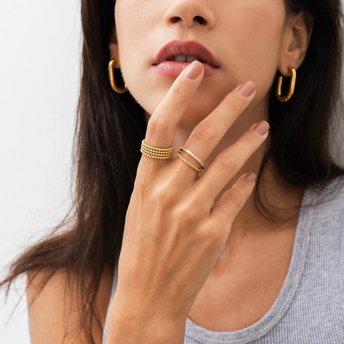 Aurora Ring with Crystals Plated in 18k Gold