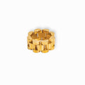 Wide Minimalist Link Beauty Ring Plated in 18k Gold
