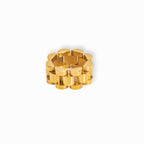 Wide Minimalist Link Beauty Ring Plated in 18k Gold