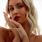 Wide Minimalist Link Beauty Ring Plated in 18k Gold