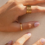Gold-Plated Stone Block Ring 18K