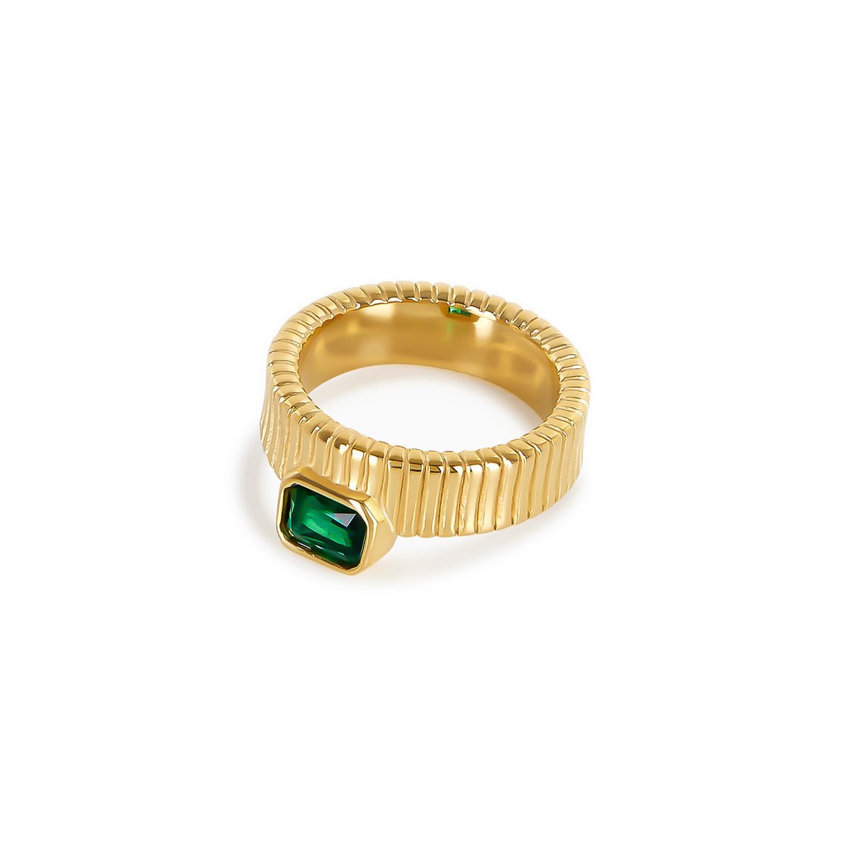 Emerald Capri Ring Plated in 18k Gold