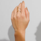 Adjustable Contour Ring with a Mix of Gold and Silver Plating
