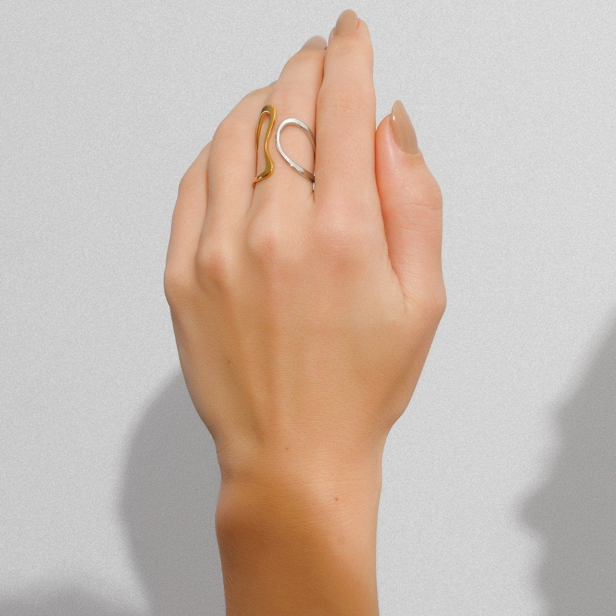 Adjustable Contour Ring with a Mix of Gold and Silver Plating