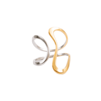 Adjustable Contour Ring with a Mix of Gold and Silver Plating