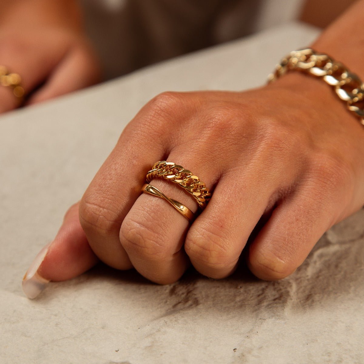 Gold-Plated Chain Ring 18K