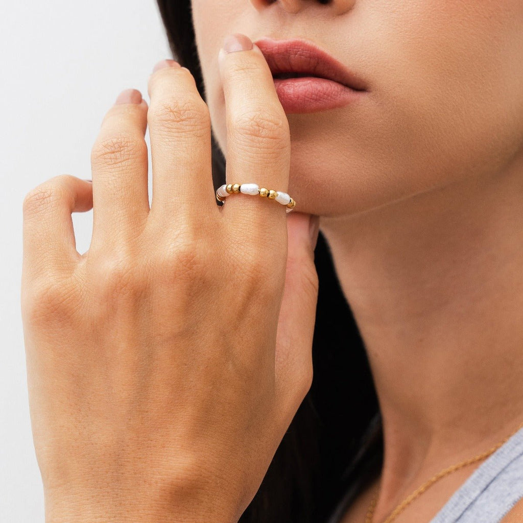 Pearl Dress Ring Gold Plated in 18k