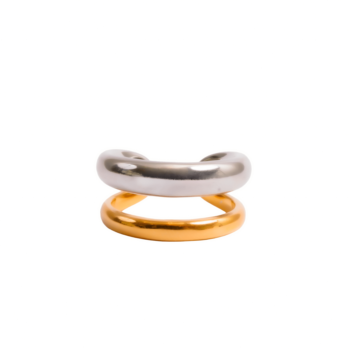 Adjustable Duality Ring with Mixed Gold and Silver Finishes