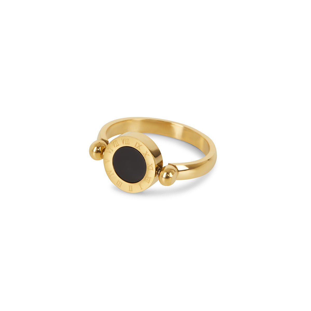 Rotating Roman Numeral Ring Plated in 18K Gold
