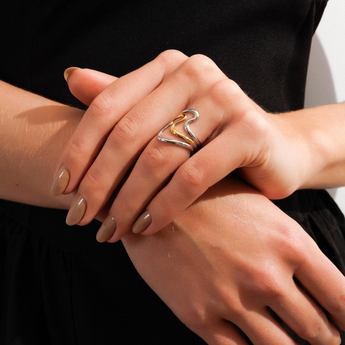 Harmonia Dual Adjustable Ring with Mixed Gold and Silver Finishes