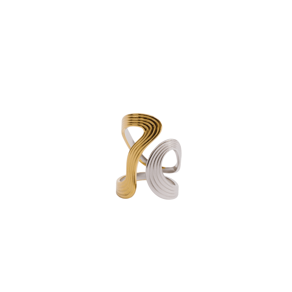 Adjustable Infinity Ring with a Mix of Gold and Silver Plating