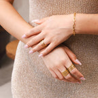 Wide Textured Adjustable Ring Plated in 18K Gold