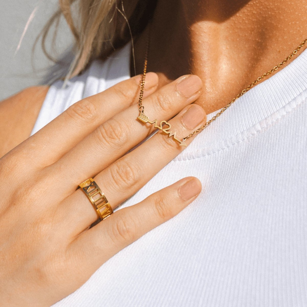 Roman Numeral Ring Plated in 18K Gold