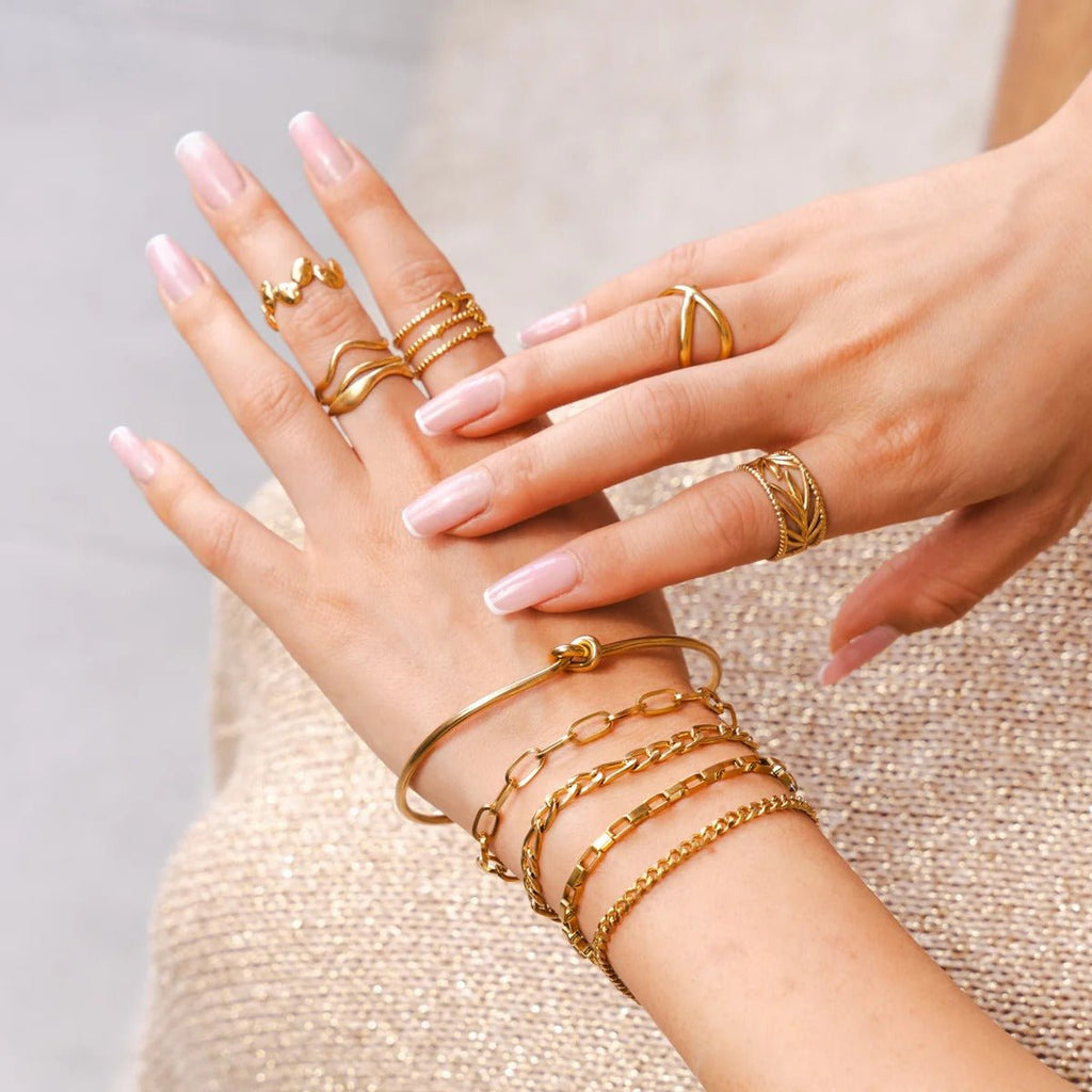 Adjustable Waves Ring Plated in 18K Gold
