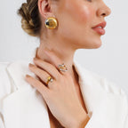 Adjustable Waves Ring with Mixed Gold and Silver Finishes
