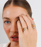 Adjustable Waves Ring with Mixed Gold and Silver Finishes