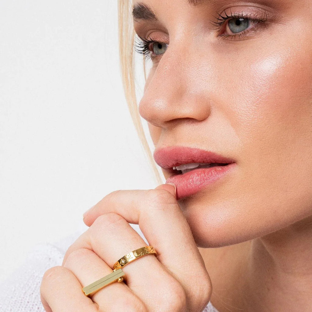 Flat Screw Ring Plated in 18k Gold