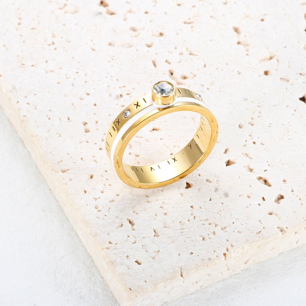 Queen Ring Crystal Stone Gold Plated 18k