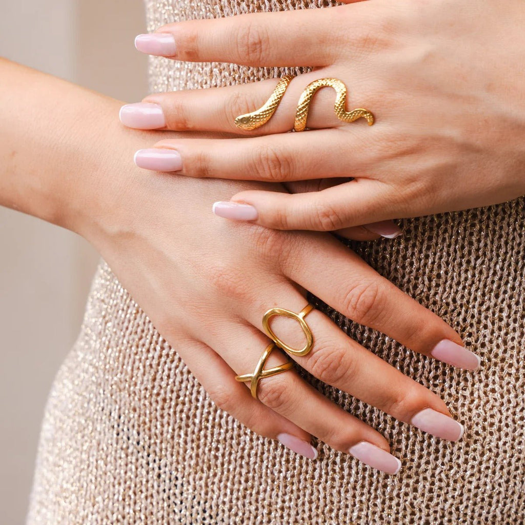 Adjustable Snake Ring Plated in 18K Gold