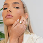 Rotating Square Charm Ring Plated in 18k Gold