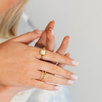 Rotating Square Charm Ring Plated in 18k Gold