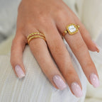 Rotating Square Charm Ring Plated in 18k Gold