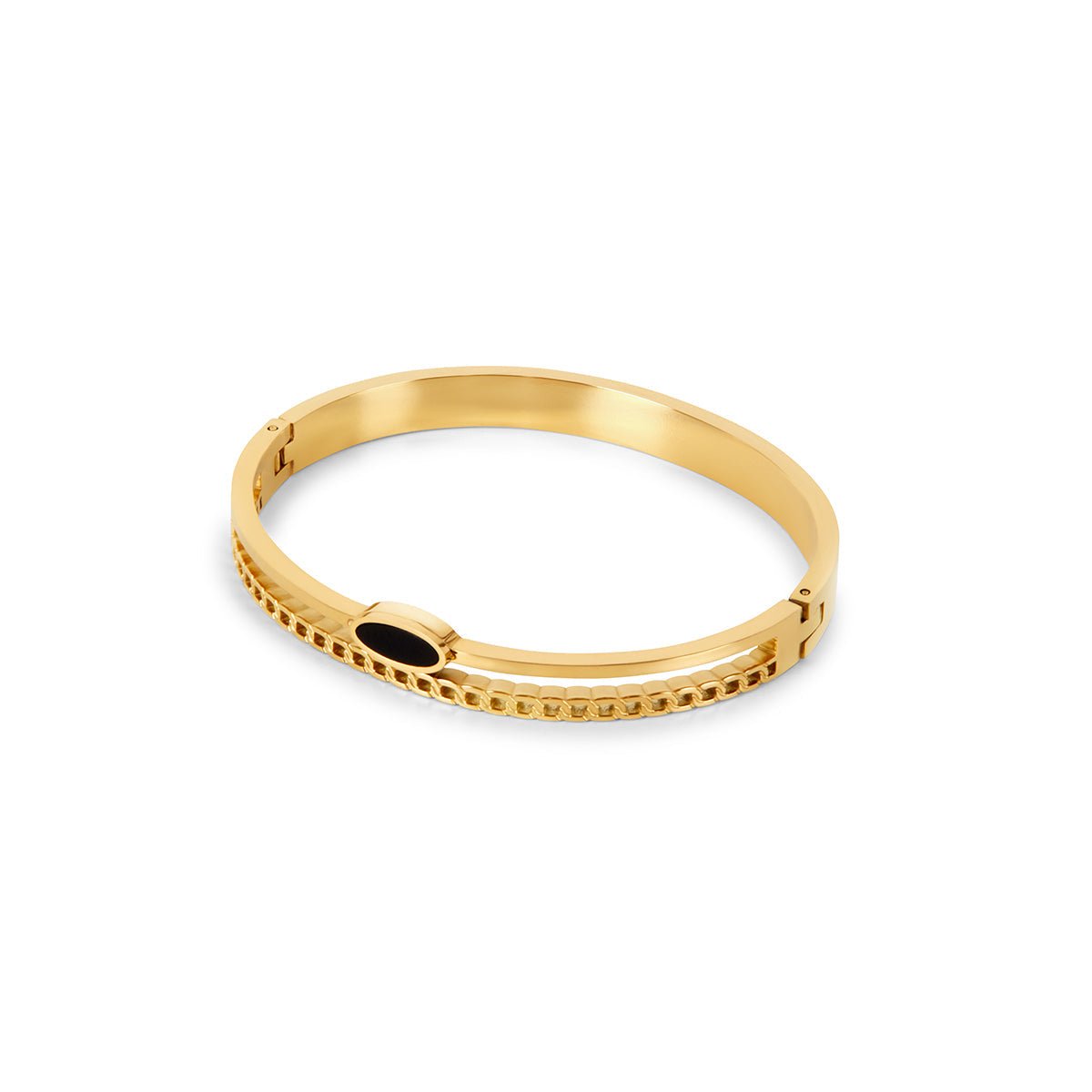 Layered Onyx Bracelet Plated in 18k Gold