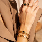 Layered Onyx Bracelet Plated in 18k Gold