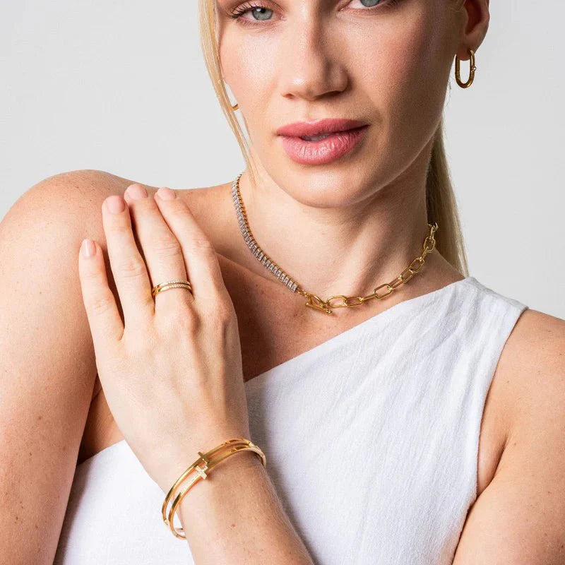 Gold-Plated Cross Bracelet