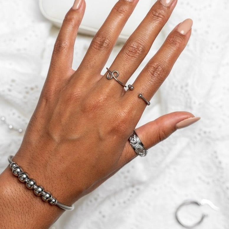 Adjustable Anti-stress Bracelet Beads - Silver