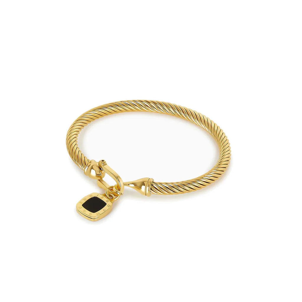 Square Onyx Pendant Bracelet Plated in 18K Gold