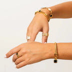 Square Onyx Pendant Bracelet Plated in 18K Gold