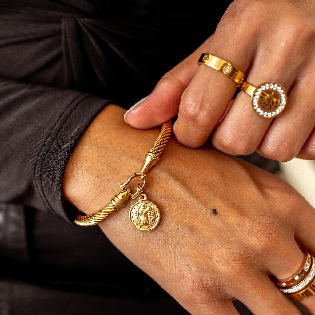 St. Benedict Pendant Bracelet Gold Plated 18K