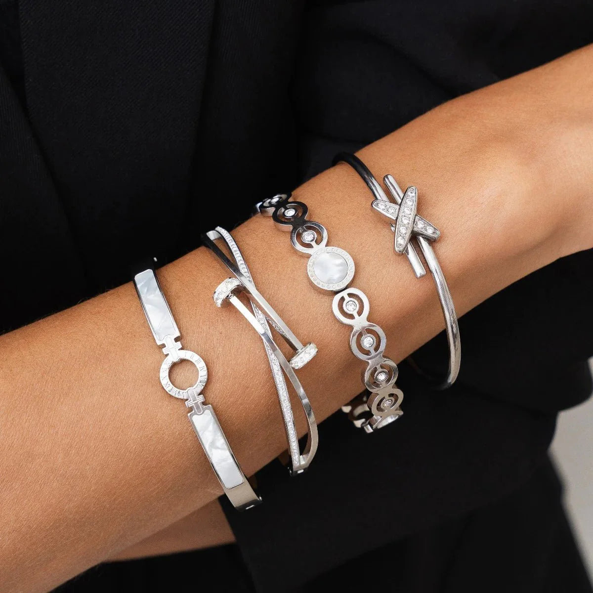 Nail Bracelet Zirconia - Silver