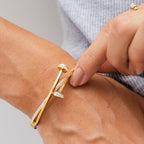 Nail Bracelet with Zirconias Plated in 18K Gold