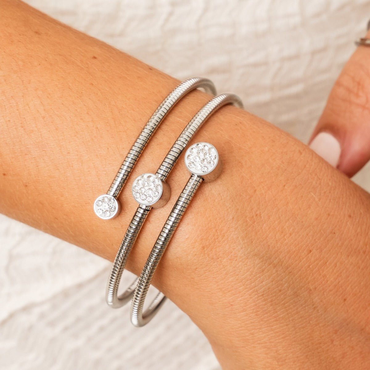 Spiral Bracelet Crystals - Silver