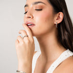 Black Diamond Hoop Earring - Silver